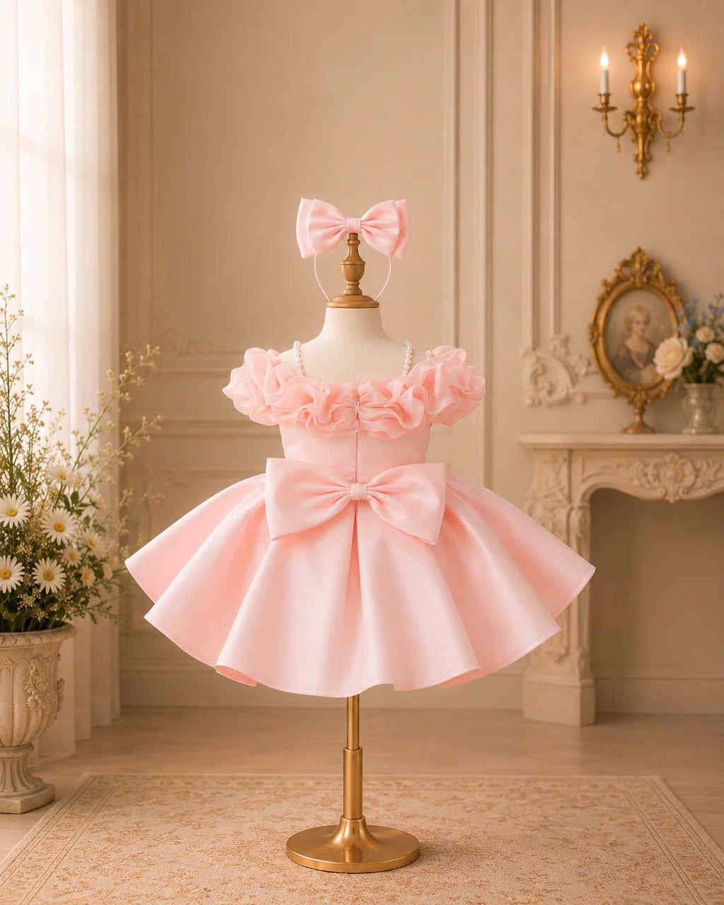 Burgundy & Baby Pink Princess Dress 1-6Years– Elegant Party Dress for Girls