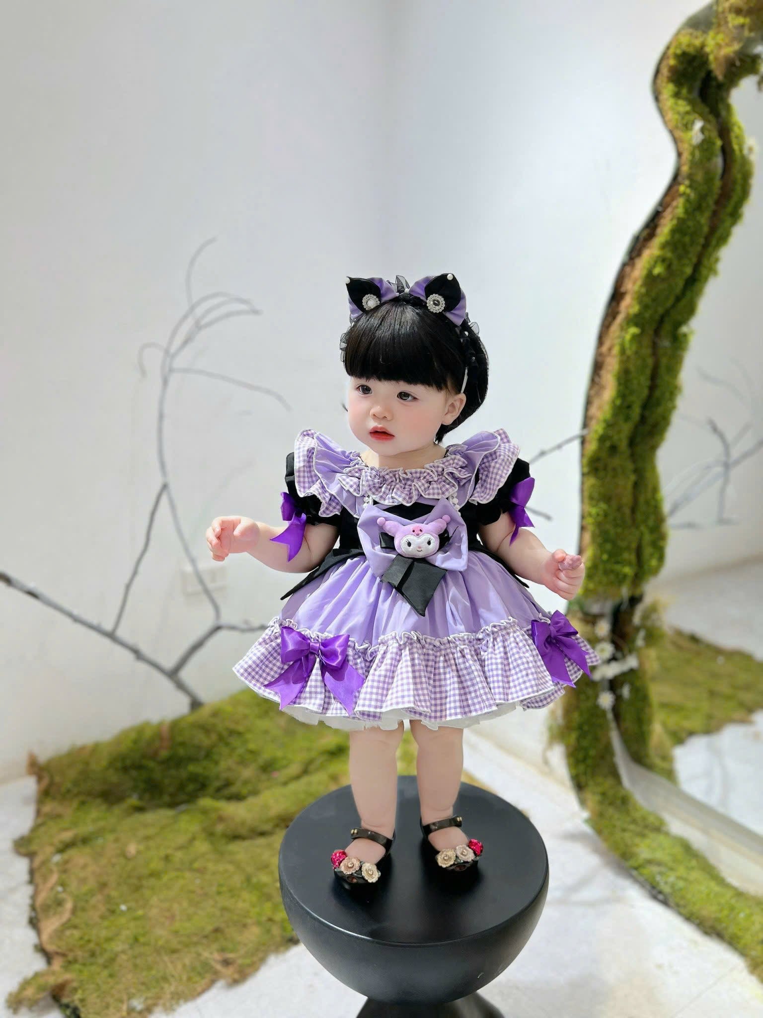 Kuromi Inspired Halloween Dress for Girls | Cute Cosplay Outfit | 6M–6Y