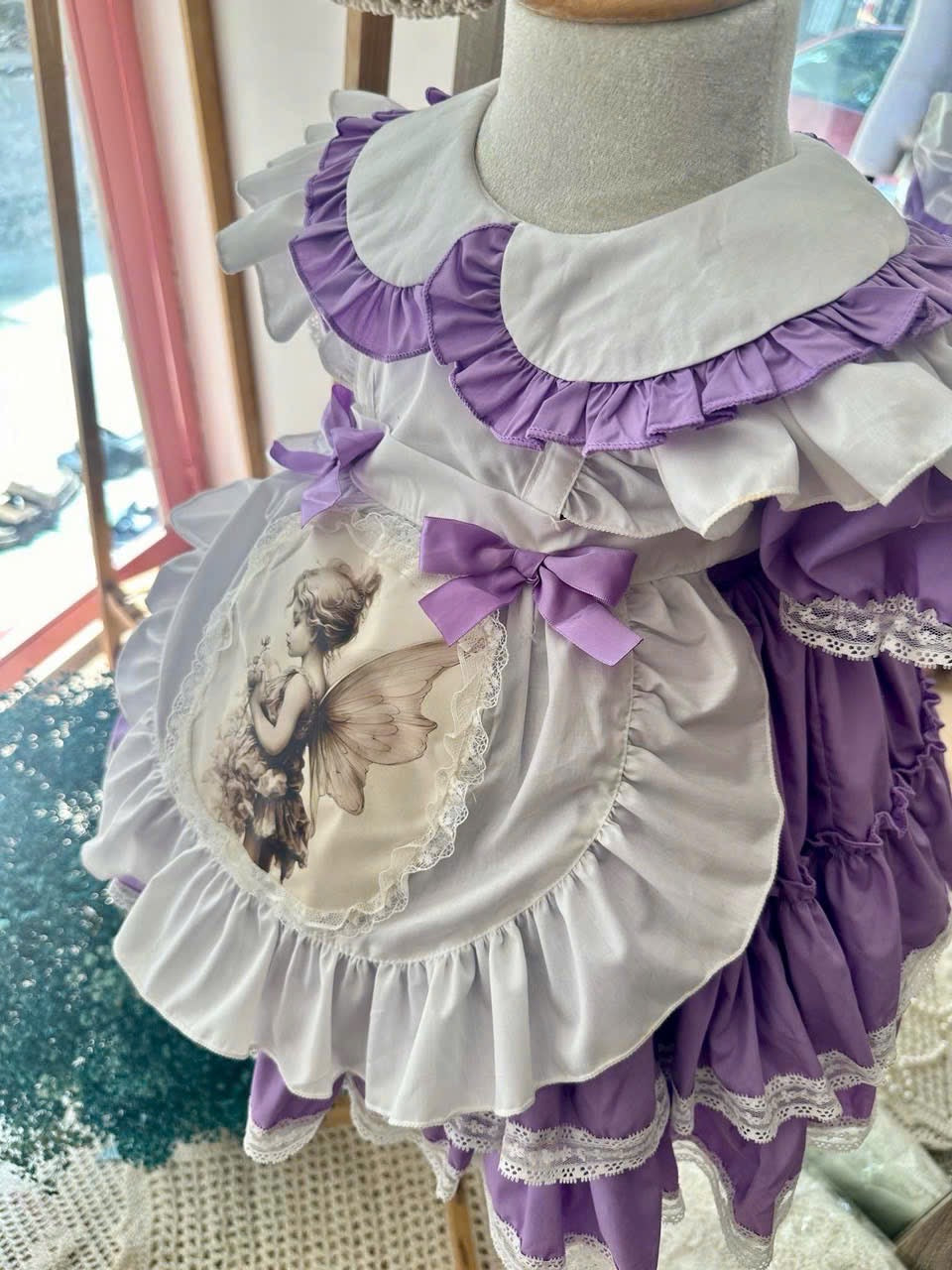 Fairy Lace Dress with Detachable Apron – Purple Vintage Girl Dress (1–6Y)