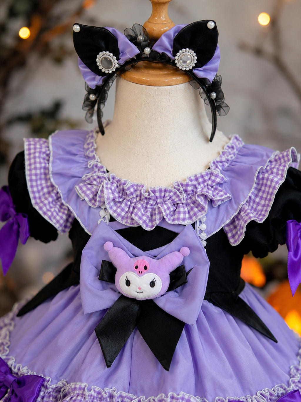 Kuromi Inspired Halloween Dress for Girls | Cute Cosplay Outfit | 6M–6Y