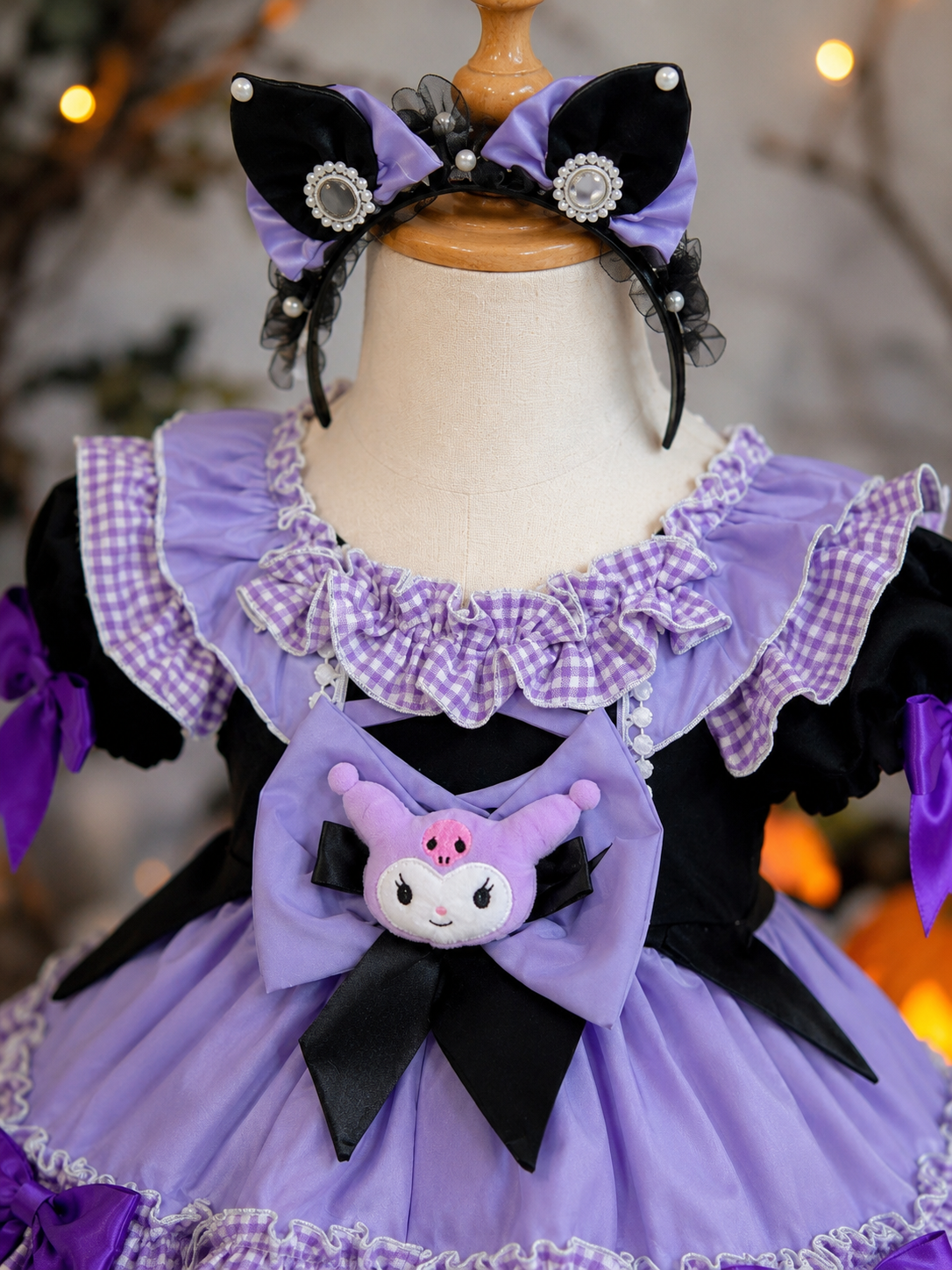 Kuromi Inspired Halloween Dress for Girls | Cute Cosplay Outfit | 6M–6Y