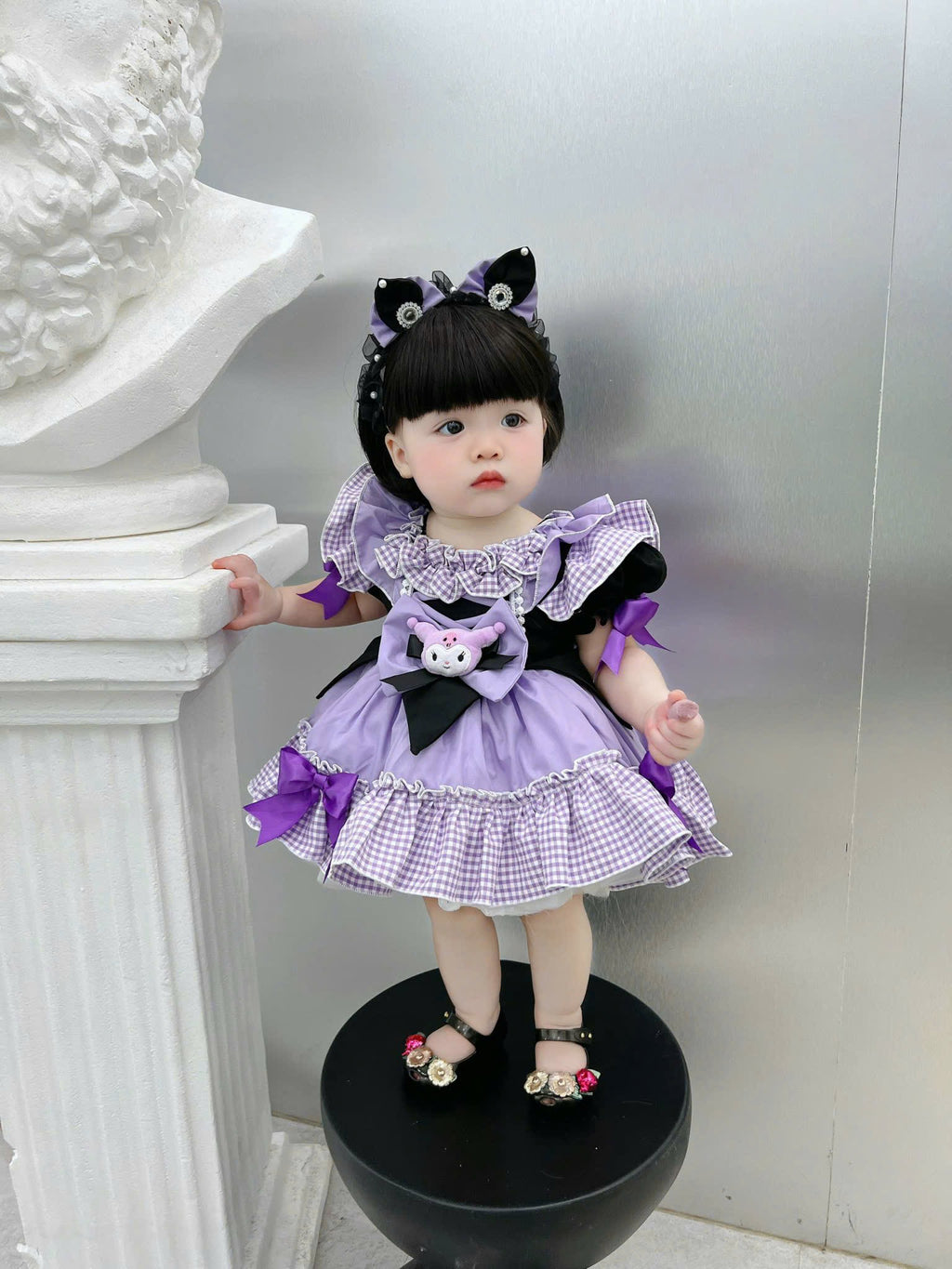 Kuromi Inspired Halloween Dress for Girls | Cute Cosplay Outfit | 6M–6Y