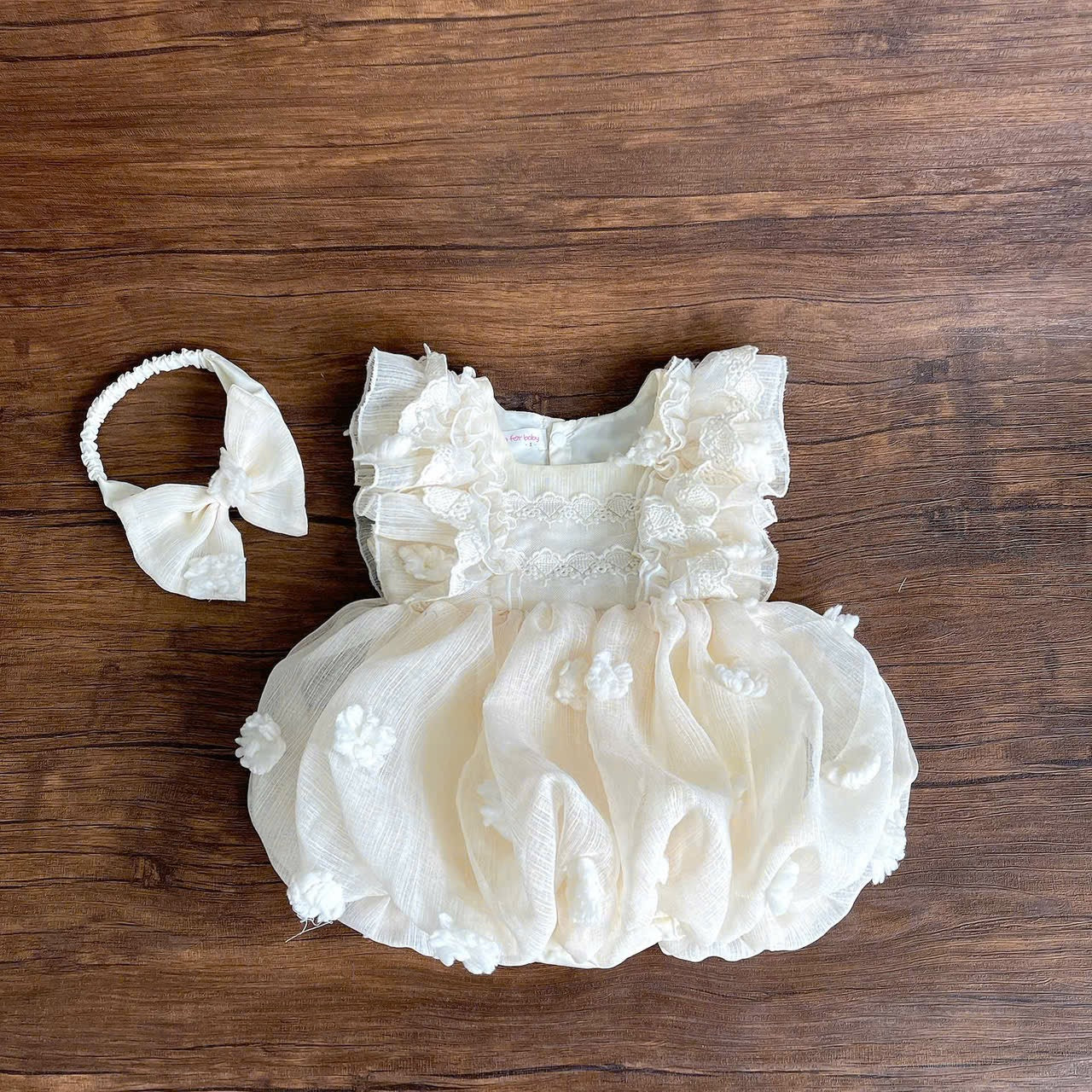 Baby Girl Baptism Romper Dress | Christening Lace Tulle Outfit with Headband | First Birthday Baby Dress 0–18 Months