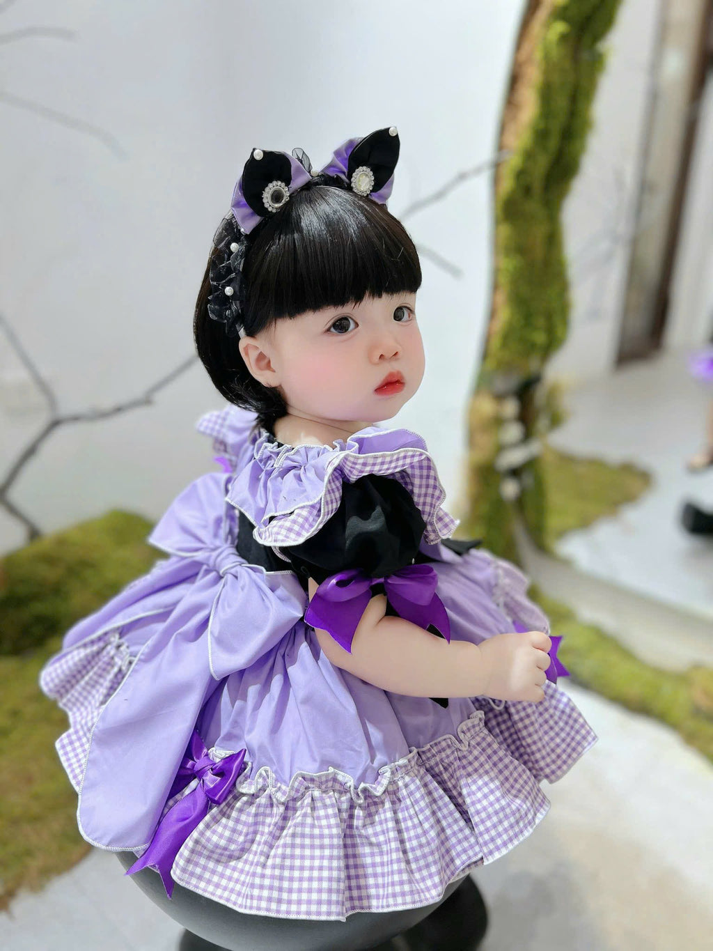 Kuromi Inspired Halloween Dress for Girls | Cute Cosplay Outfit | 6M–6Y