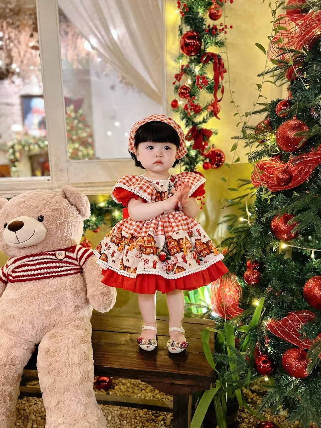 Christmas Village Boutique Dress & Matching Headscarf (NB - 5 years)