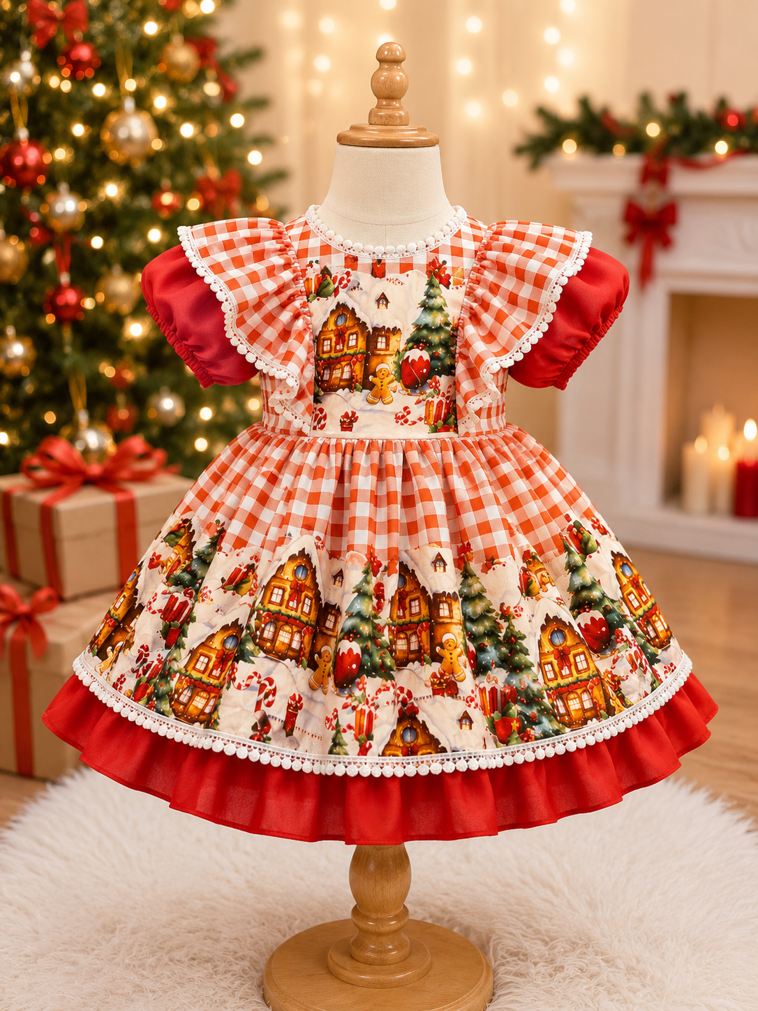 Christmas Village Boutique Dress & Matching Headscarf (NB - 5 years)