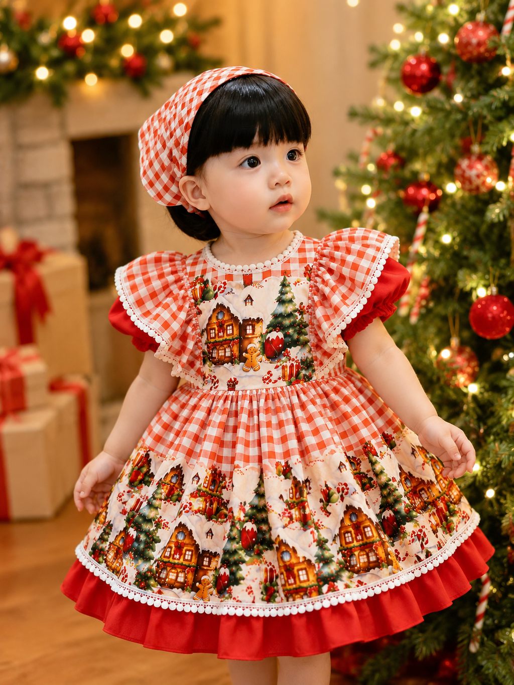 Christmas Village Boutique Dress & Matching Headscarf (NB - 5 years)