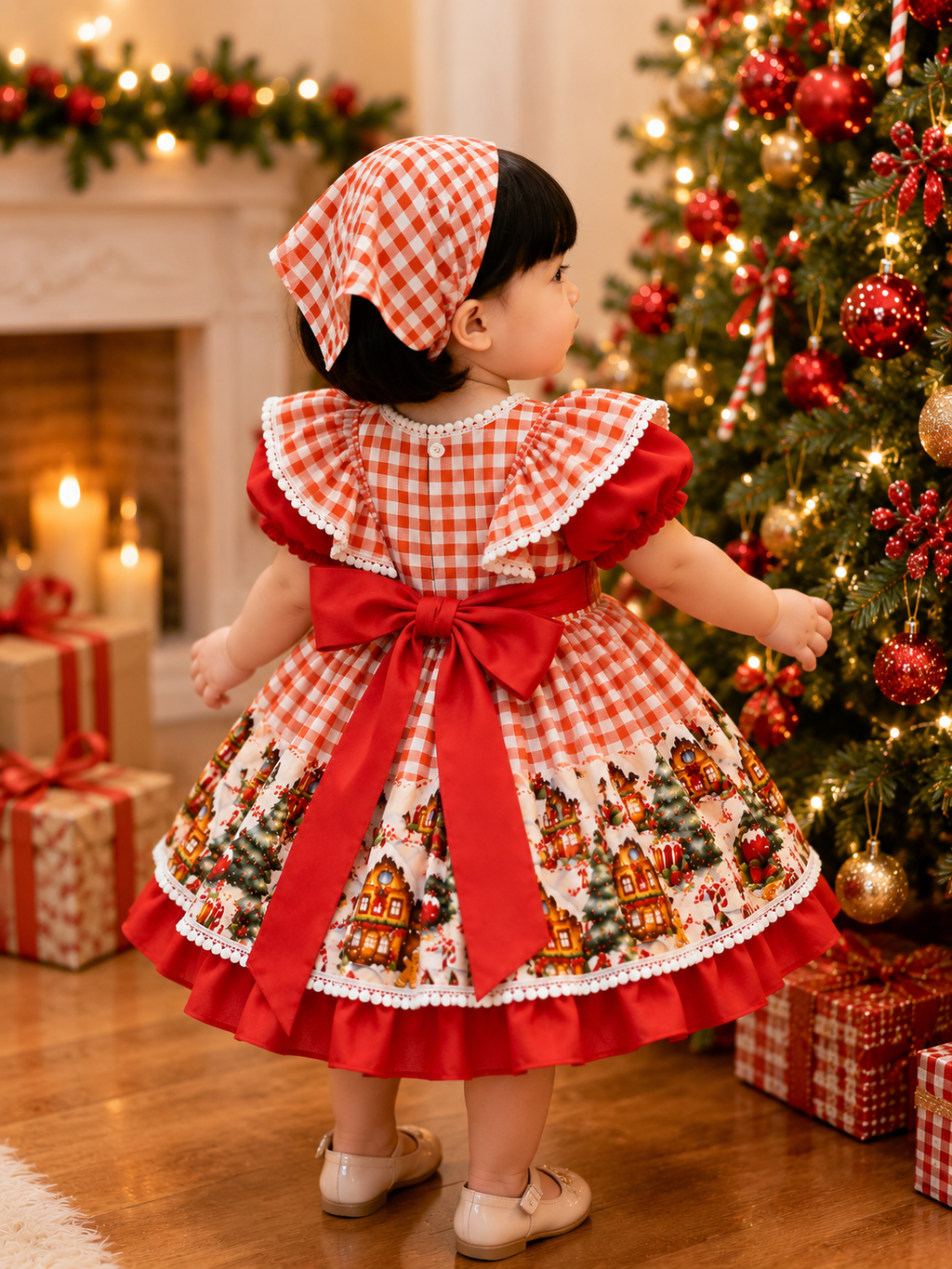Christmas Village Boutique Dress & Matching Headscarf (NB - 5 years)