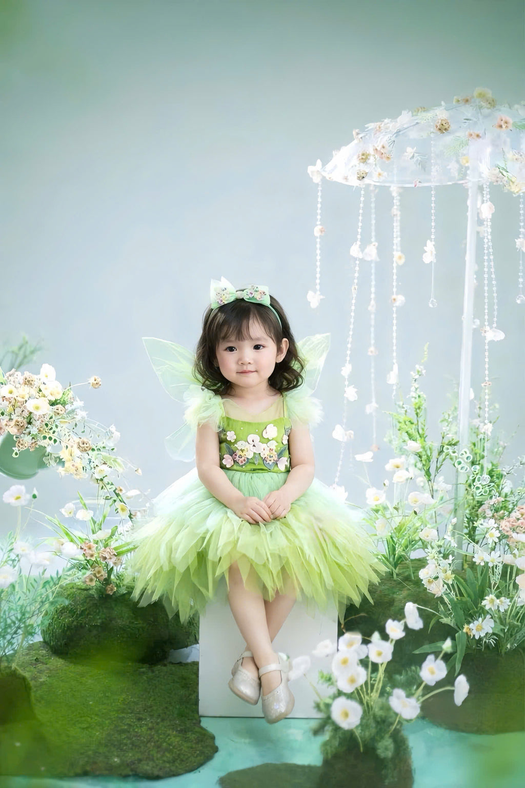Tinker Bell Inspired Girl Dress (1–6Y) | Green Fairy Tulle Dress | Butterfly Princess Birthday Outfit | Fairy Garden Party Dress