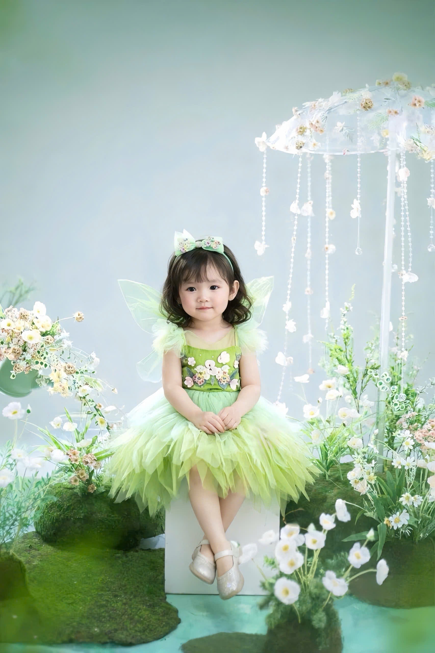 Tinker Bell Inspired Girl Dress (1–6Y) | Green Fairy Tulle Dress | Butterfly Princess Birthday Outfit | Fairy Garden Party Dress