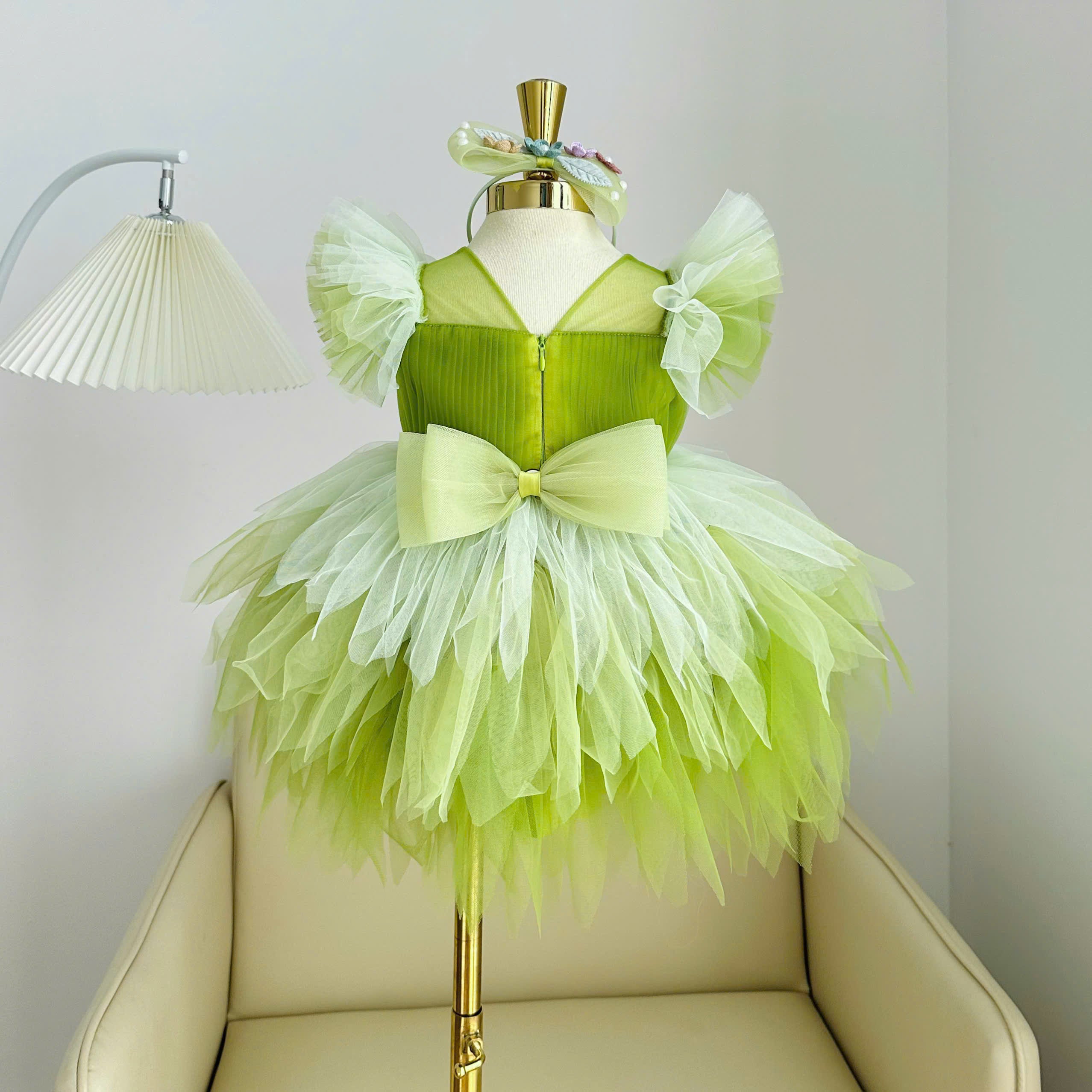 Tinker Bell Inspired Girl Dress (1–6Y) | Green Fairy Tulle Dress | Butterfly Princess Birthday Outfit | Fairy Garden Party Dress