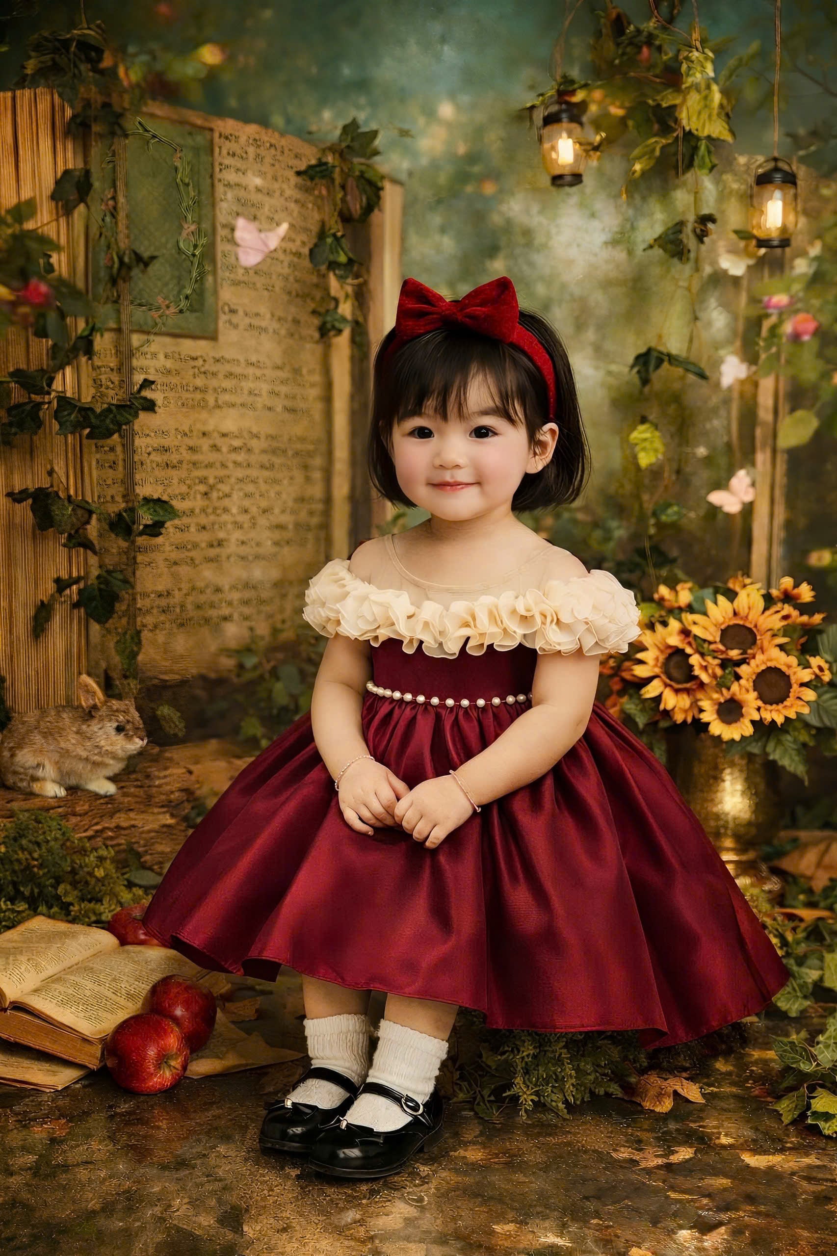 Red Birthday Girl Dress (1–6Y) | Ruby Ruffle Tutu Party Dress with Headband | Milestone Outfit