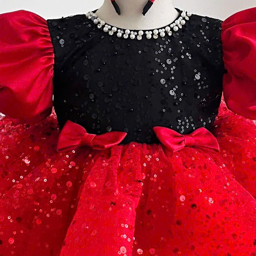 Minnie Inspired Tutu Dress (1–6Y) | Red Burgundy Birthday Outfit with Mouse Ears | Cake Smash Party Dress
