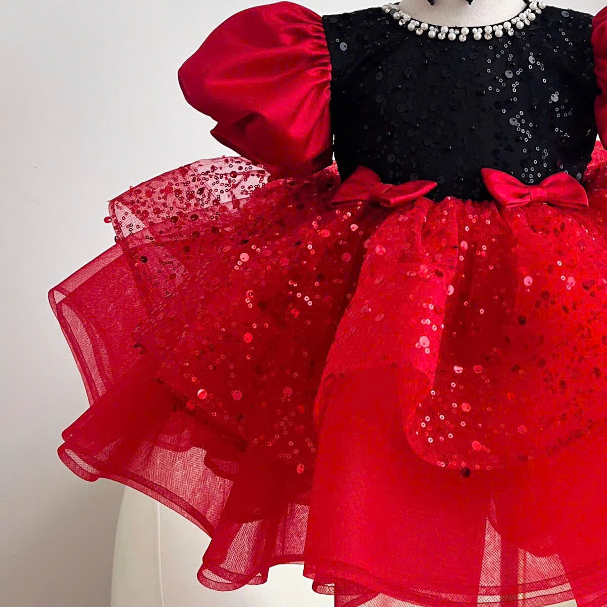 Minnie Inspired Tutu Dress (1–6Y) | Red Burgundy Birthday Outfit with Mouse Ears | Cake Smash Party Dress