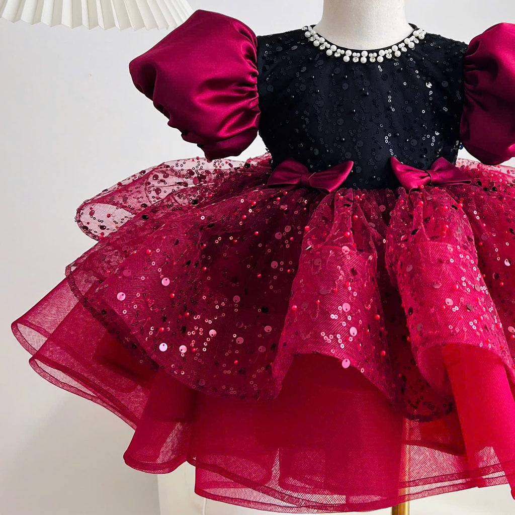 Minnie Inspired Tutu Dress (1–6Y) | Red Burgundy Birthday Outfit with Mouse Ears | Cake Smash Party Dress