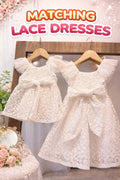 Ivory Floral Lace Dress / Romper – Baby & Girls Special Occasion Outfit (6M–6Y)