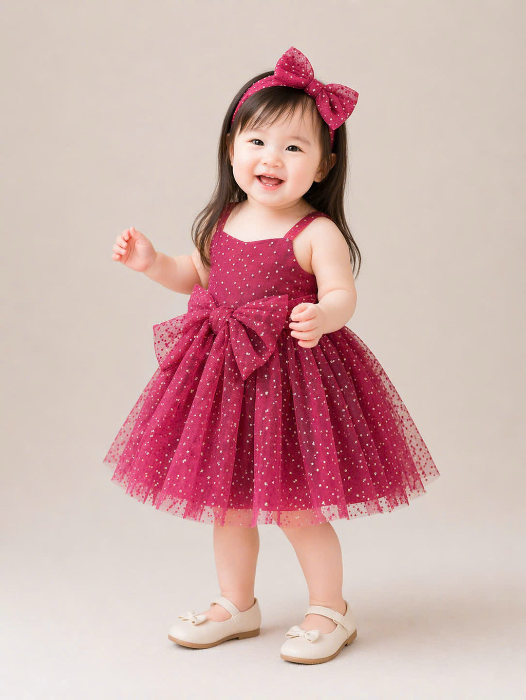 Sparkle Tulle Romper Dress with Bow – Baby Girl Party Outfit (6M–3Y)