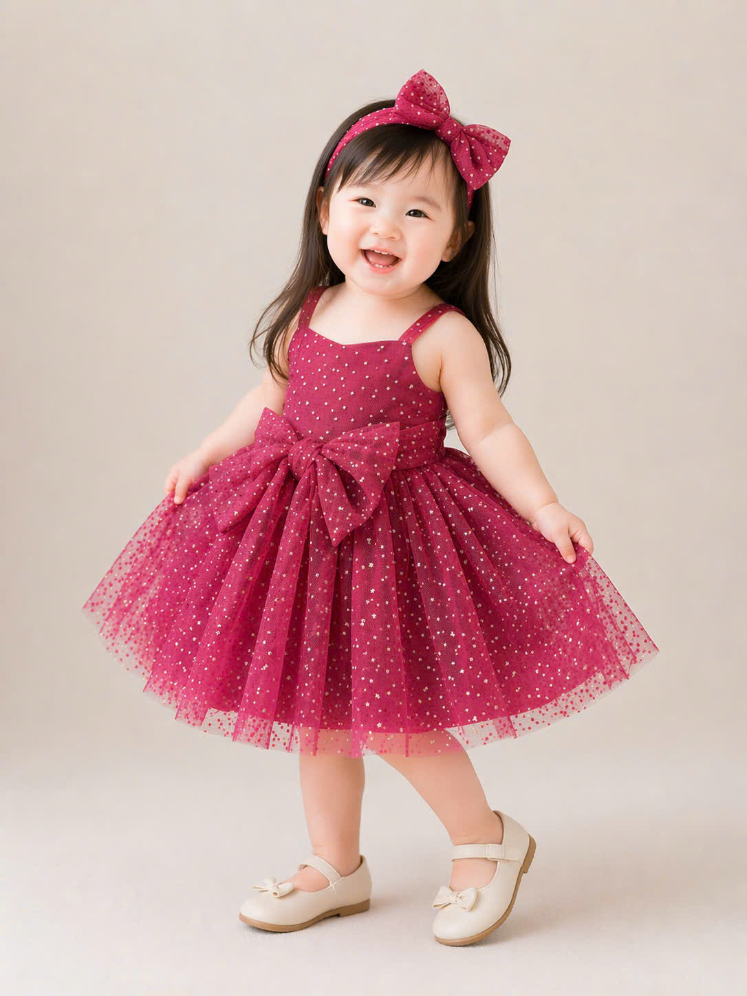 Sparkle Tulle Romper Dress with Bow – Baby Girl Party Outfit (6M–3Y)