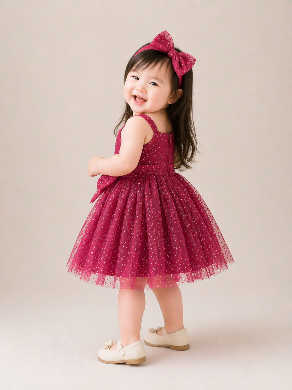 Sparkle Tulle Romper Dress with Bow – Baby Girl Party Outfit (6M–3Y)