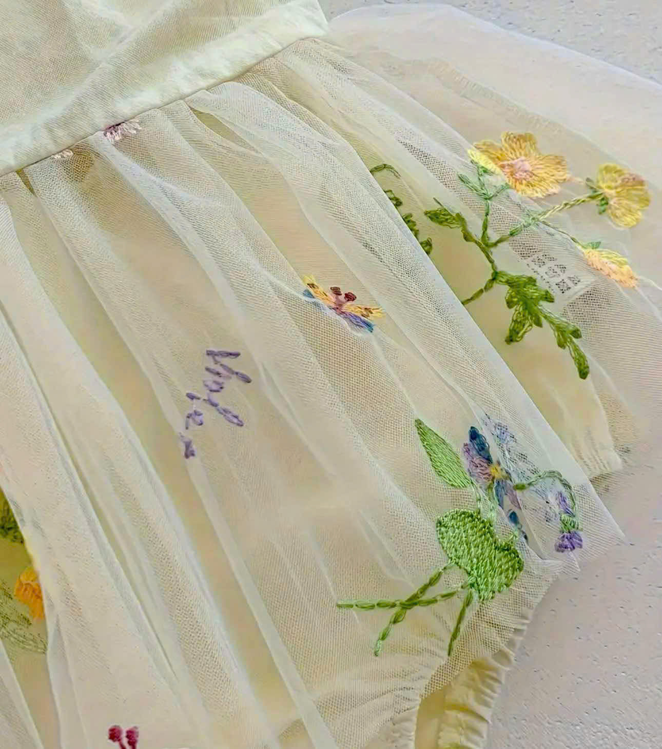 Fairy Garden Floral Romper Dress Newborn to 12 months | Embroidered Lace Baby Outfit | Photoshoot & Special Occasion