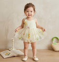 Fairy Garden Floral Romper Dress Newborn to 12 months | Embroidered Lace Baby Outfit | Photoshoot & Special Occasion