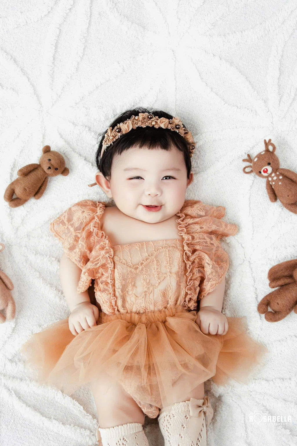 Vintage Lace Baby Girl Romper Dress with Tulle Skirt & Bonnet – Newborn to 3Y Outfit
