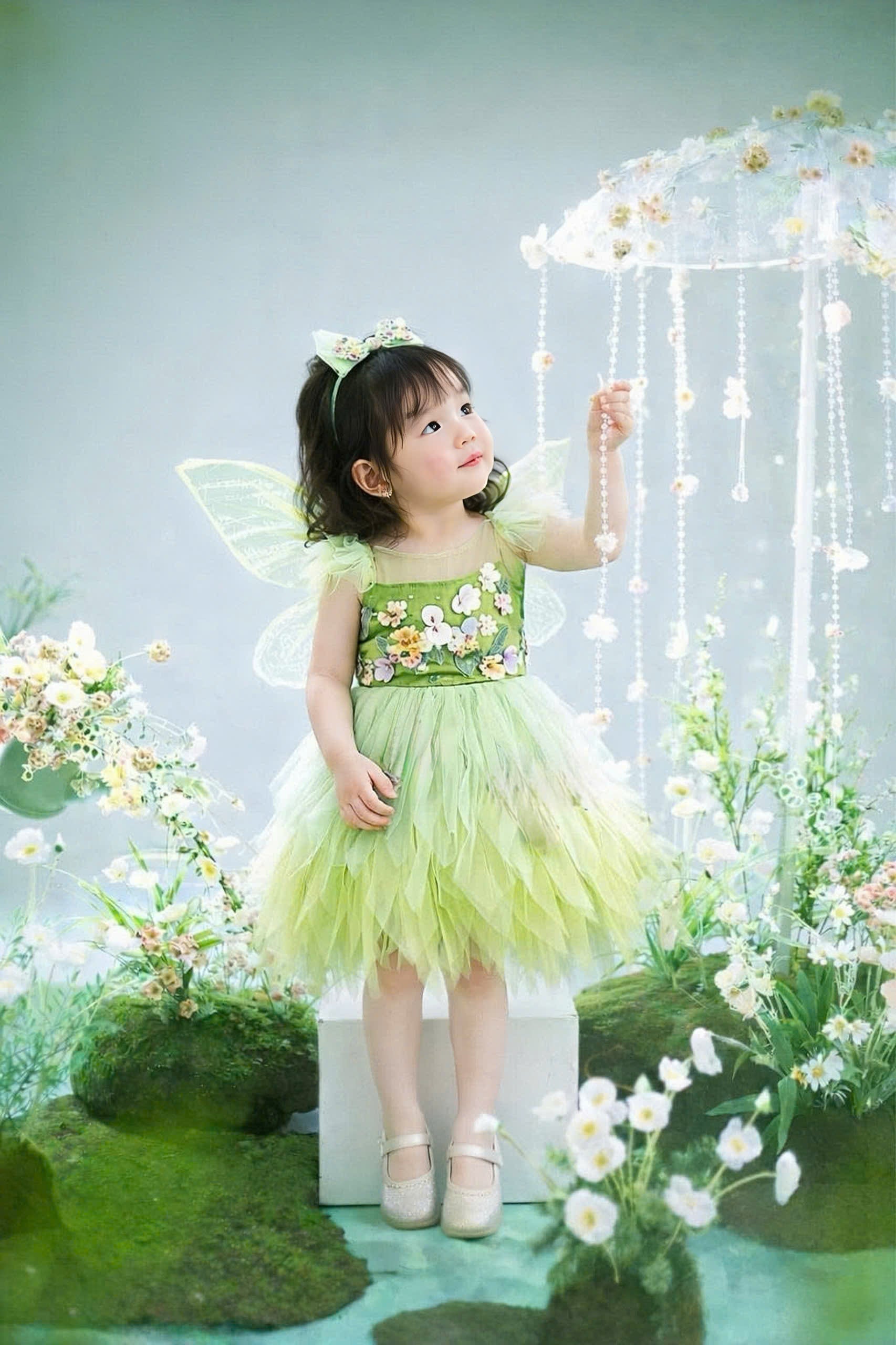 Tinker Bell Inspired Girl Dress (1–6Y) | Green Fairy Tulle Dress | Butterfly Princess Birthday Outfit | Fairy Garden Party Dress