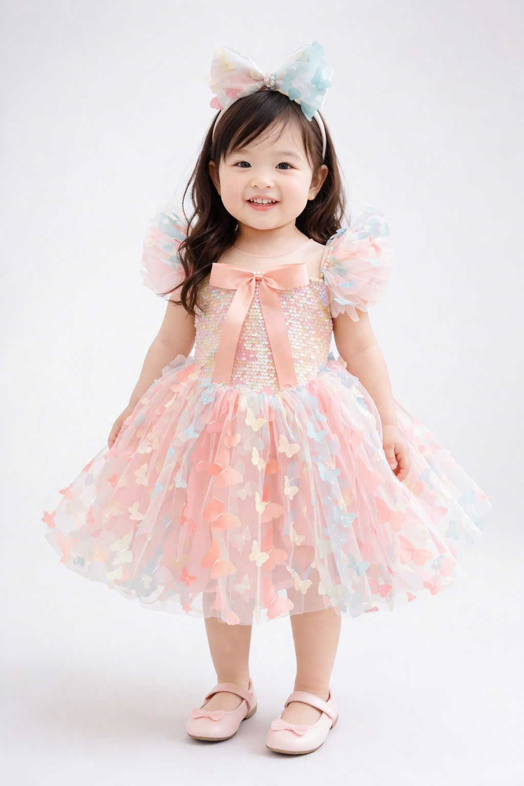 Butterfly Fairy Girl Dress 1–6Y | Pastel Princess Tulle Dress | Rainbow Butterfly Birthday Outfit | Fairy Garden Party Dress