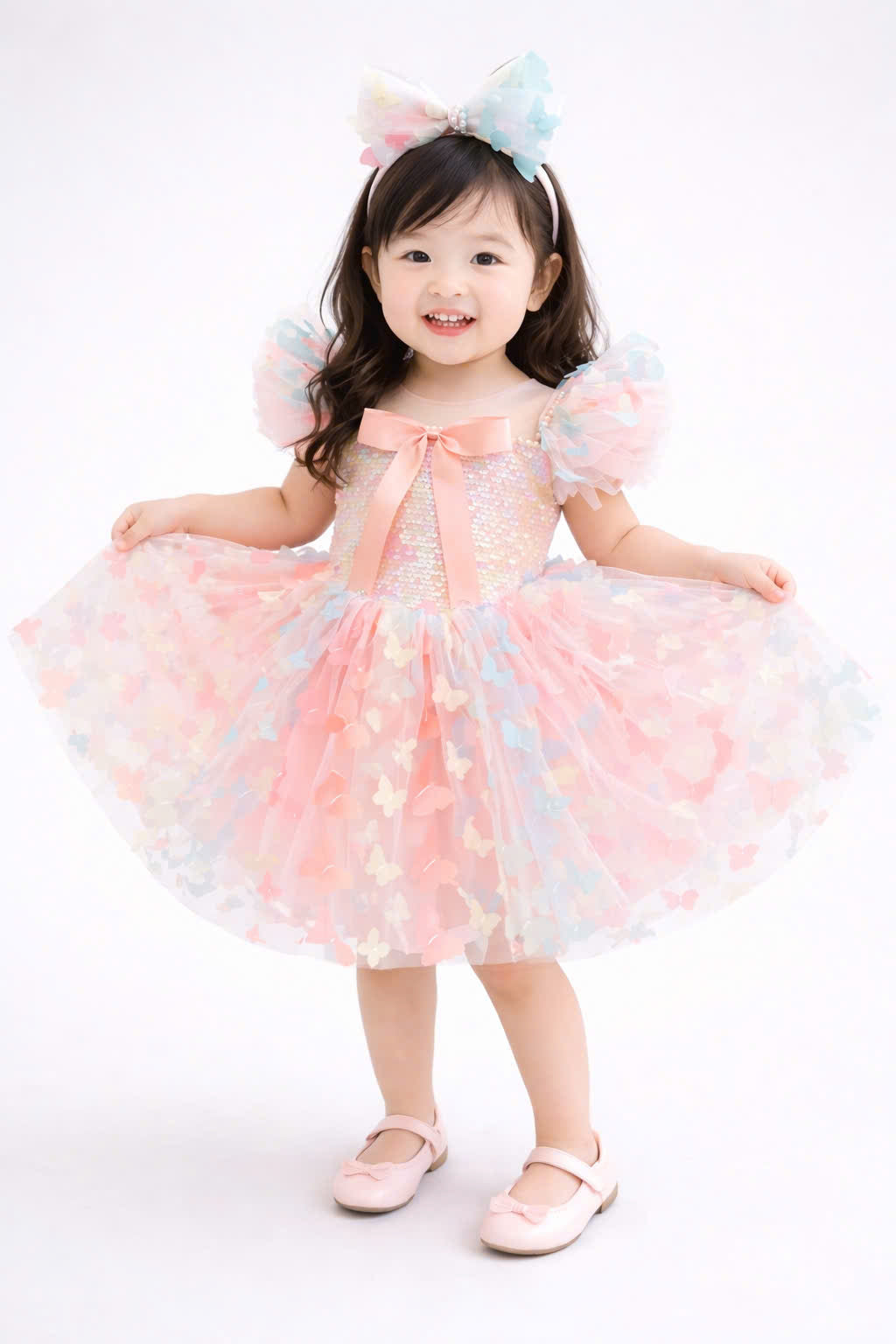 Butterfly Fairy Girl Dress 1–6Y | Pastel Princess Tulle Dress | Rainbow Butterfly Birthday Outfit | Fairy Garden Party Dress