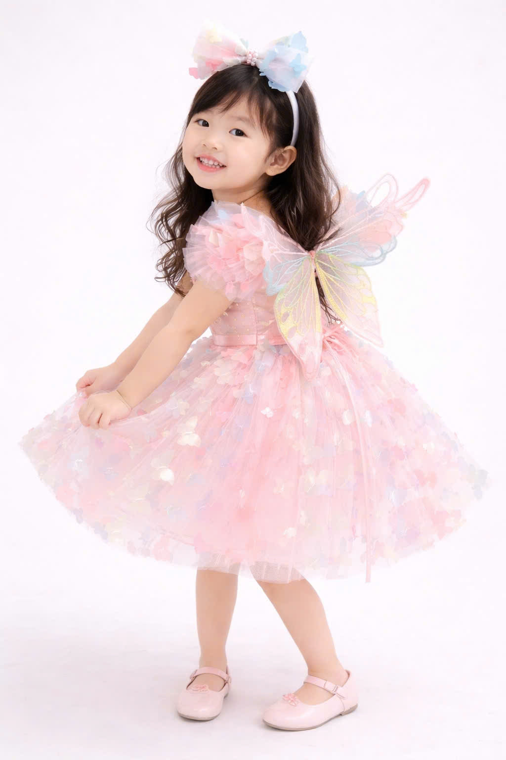 Butterfly Fairy Girl Dress 1–6Y | Pastel Princess Tulle Dress | Rainbow Butterfly Birthday Outfit | Fairy Garden Party Dress