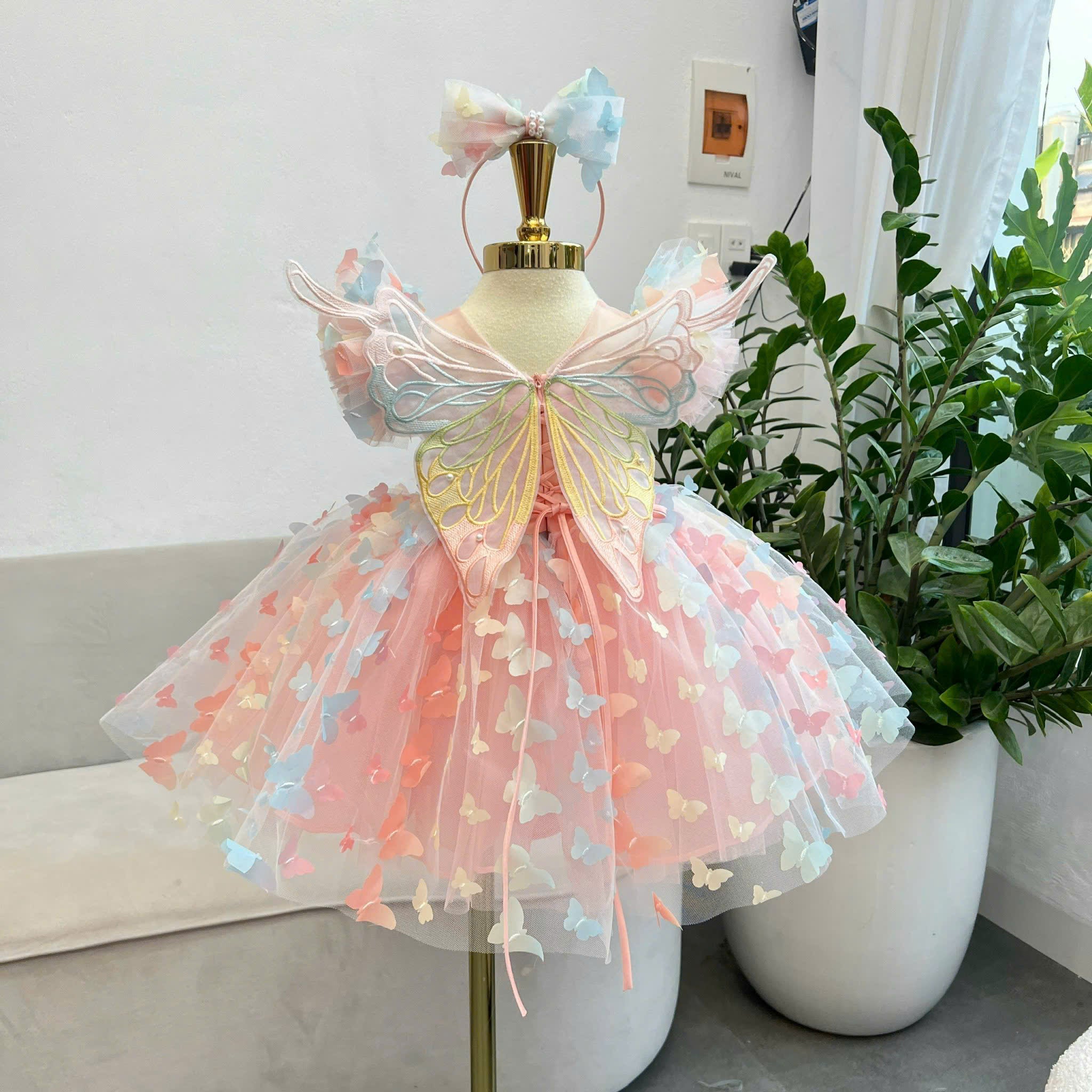 Butterfly Fairy Girl Dress 1–6Y | Pastel Princess Tulle Dress | Rainbow Butterfly Birthday Outfit | Fairy Garden Party Dress