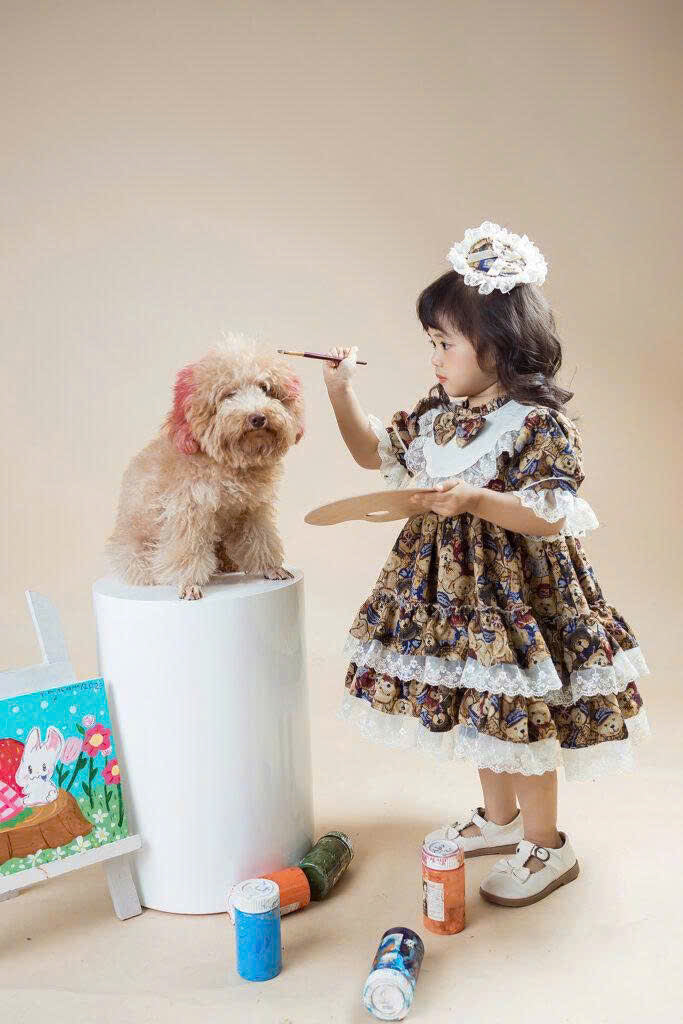 Vintage Teddy Bear Lace Dress – Cottagecore Baby Girl Dress (1–6 Years)