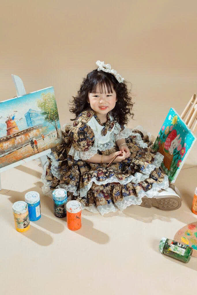 Vintage Teddy Bear Lace Dress – Cottagecore Baby Girl Dress (1–6 Years)