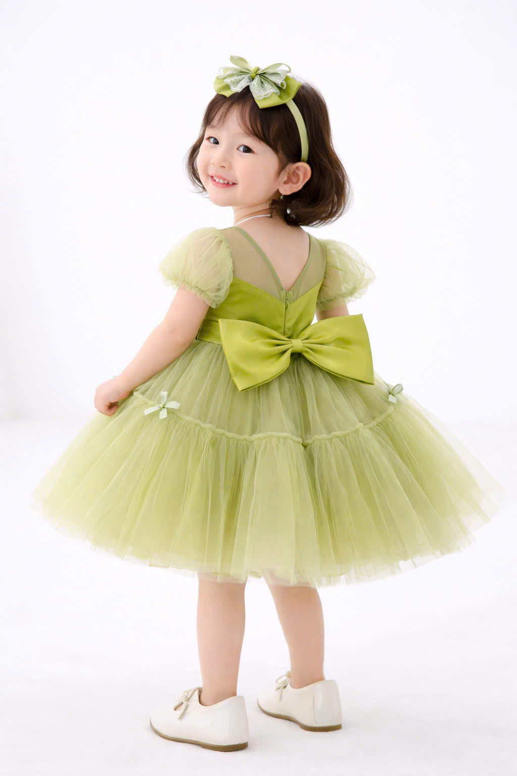 Olive Fairy Princess Dress 1–6Y | Layered Tulle Party Dress | Birthday & Photoshoot Outfit