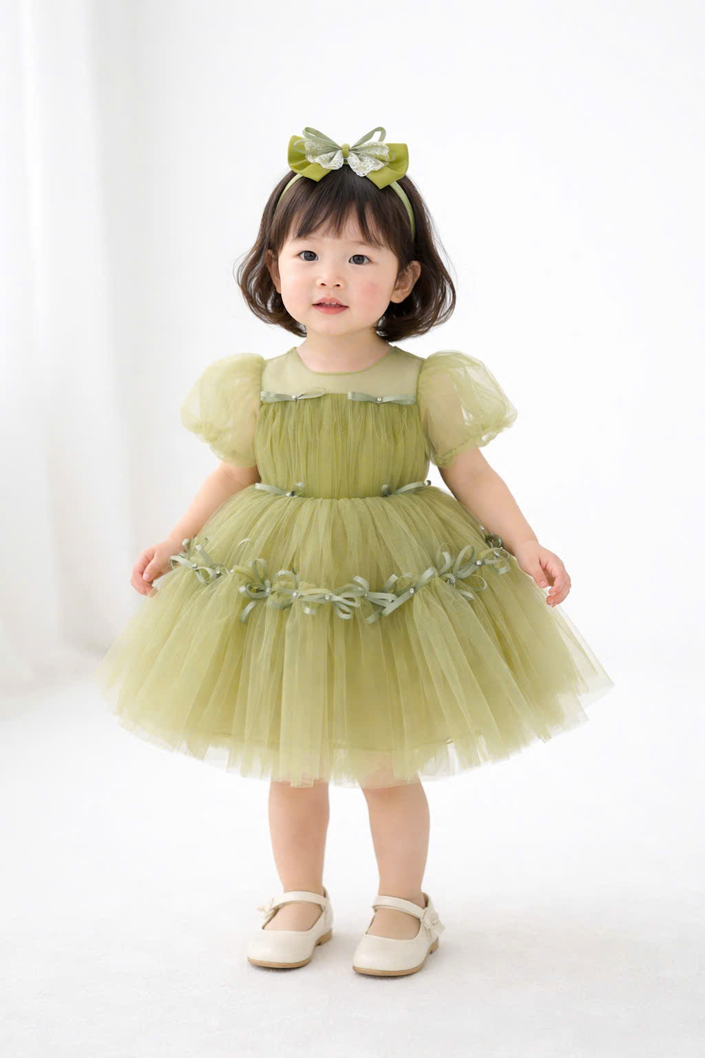 Olive Fairy Princess Dress 1–6Y | Layered Tulle Party Dress | Birthday & Photoshoot Outfit