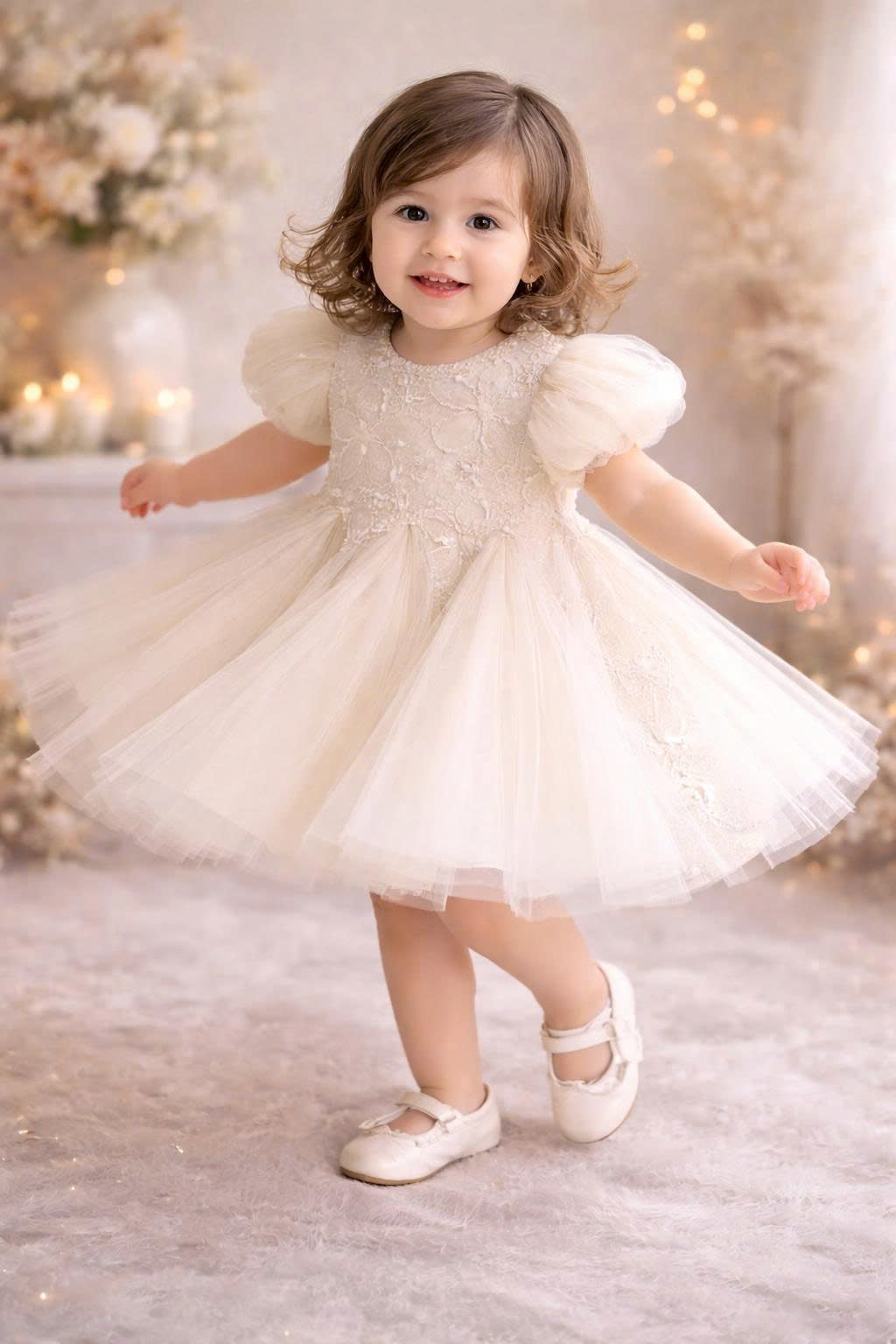 Willow Vintage Lace A-Line Dress 1–6Y | Floral Embroidered Tulle Dress | Christening & Flower Girl Outfit