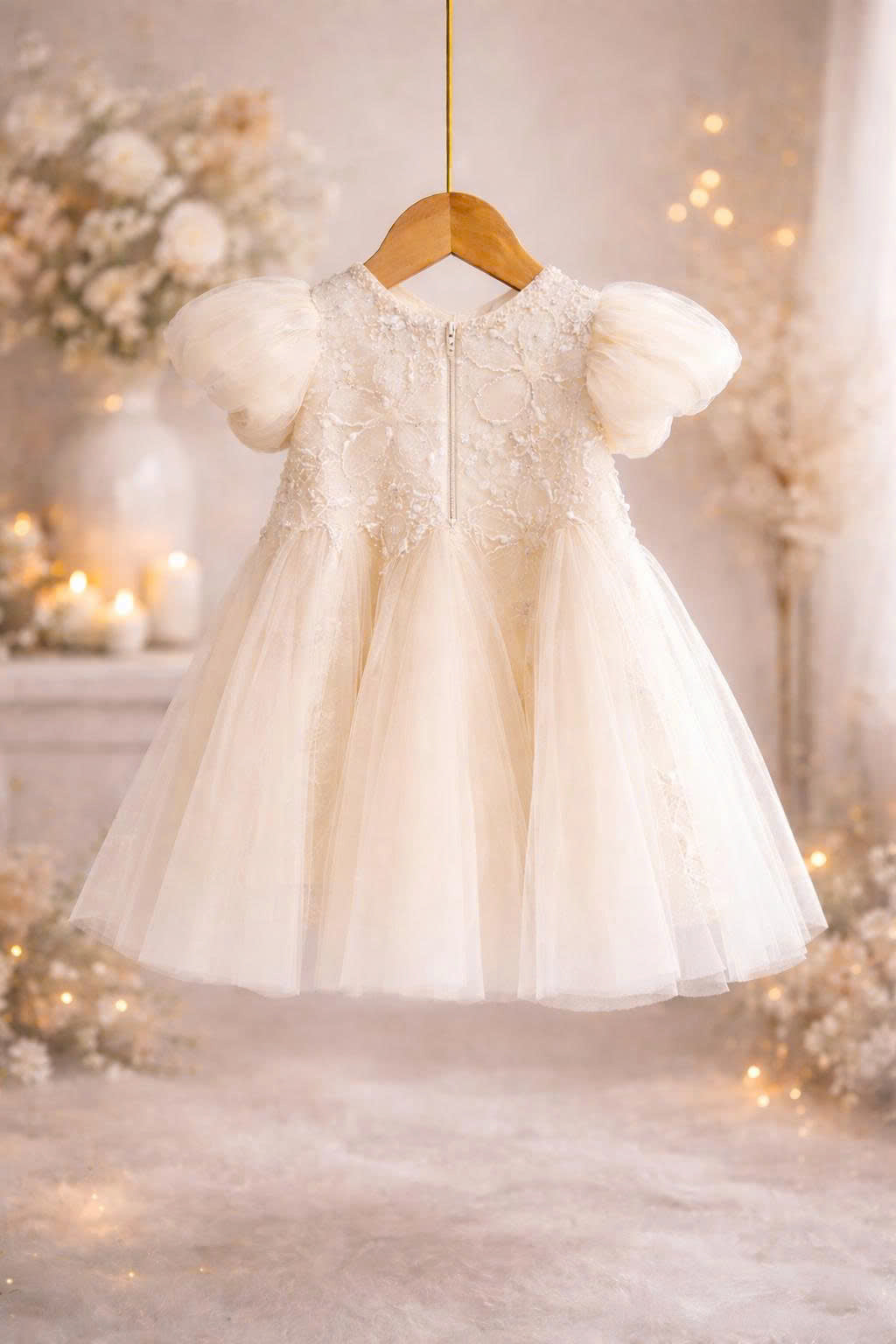 Willow Vintage Lace A-Line Dress 1–6Y | Floral Embroidered Tulle Dress | Christening & Flower Girl Outfit