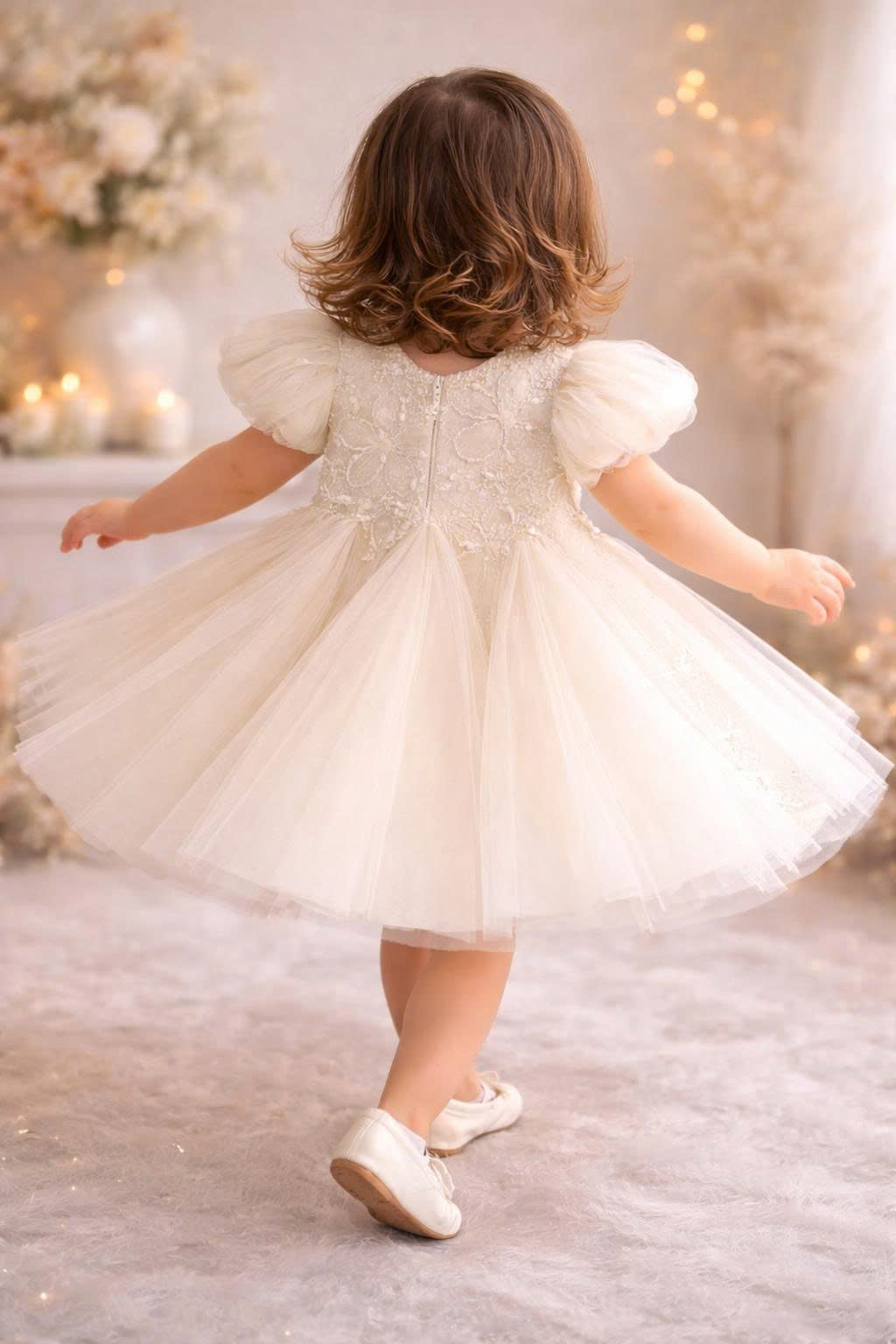 Willow Vintage Lace A-Line Dress 1–6Y | Floral Embroidered Tulle Dress | Christening & Flower Girl Outfit