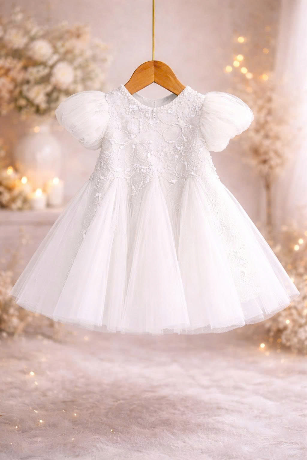 Willow Vintage Lace A-Line Dress 1–6Y | Floral Embroidered Tulle Dress | Christening & Flower Girl Outfit