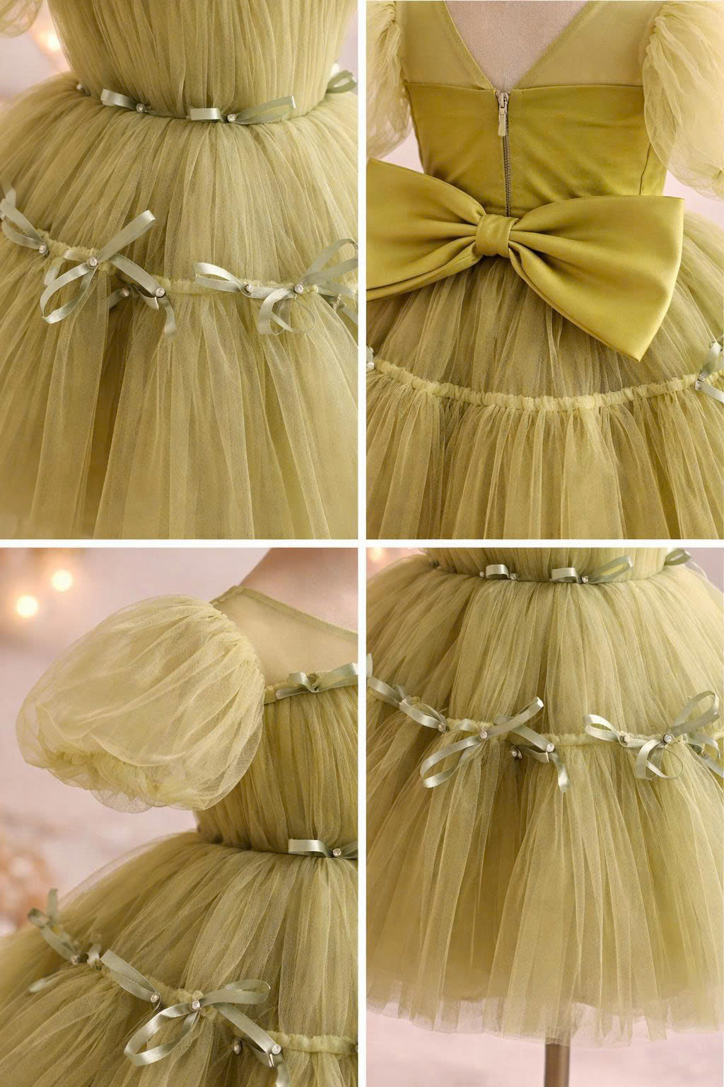 Olive Fairy Princess Dress 1–6Y | Layered Tulle Party Dress | Birthday & Photoshoot Outfit