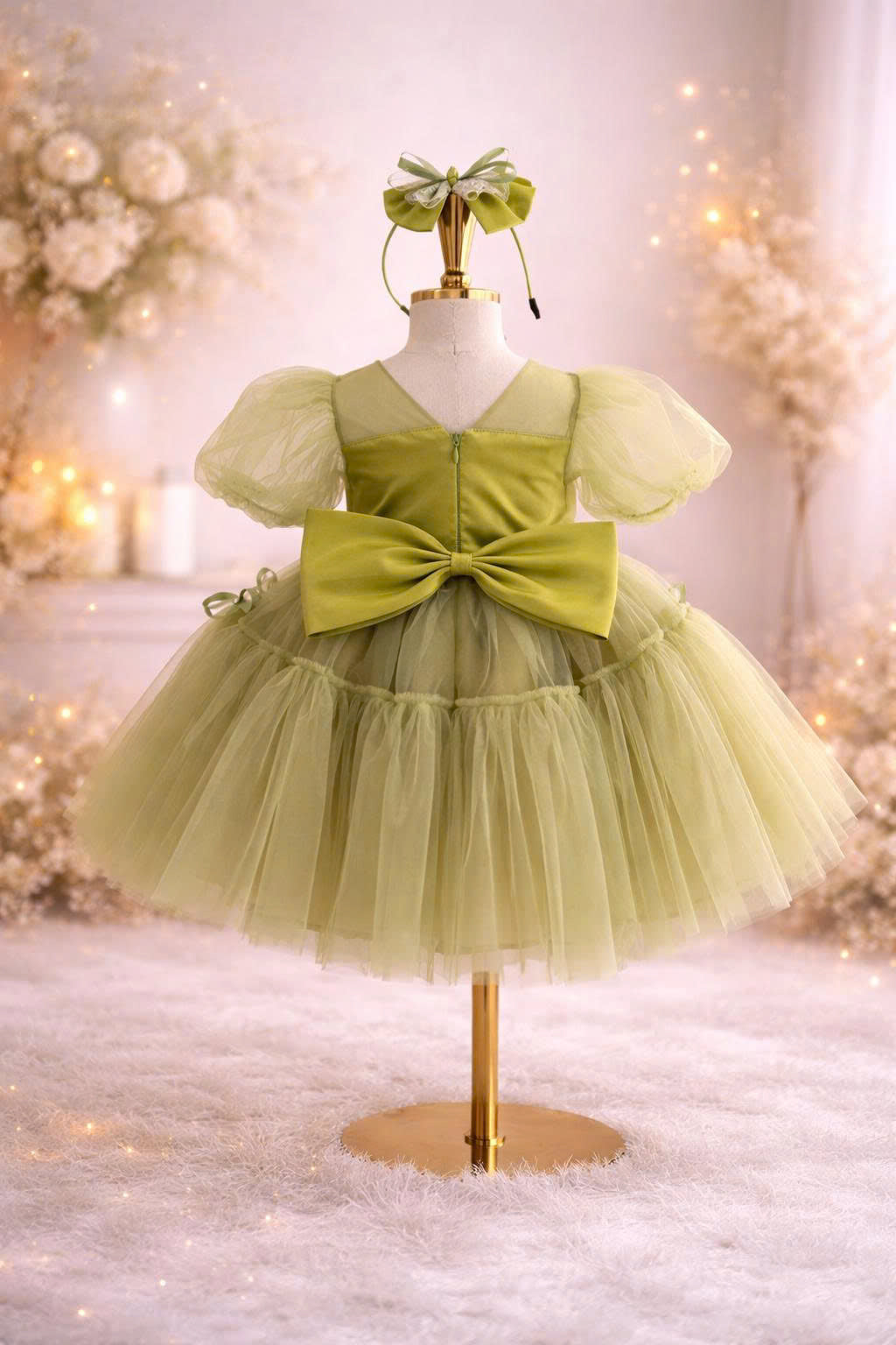 Olive Fairy Princess Dress 1–6Y | Layered Tulle Party Dress | Birthday & Photoshoot Outfit
