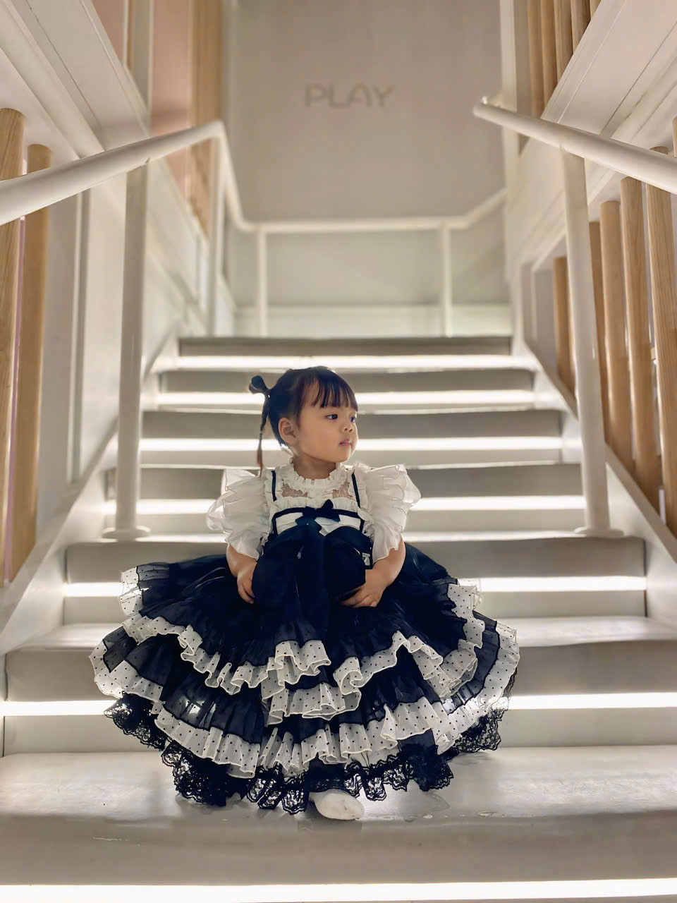 Vintage Black & White Lace Princess Dress | Girls Birthday Party Dress | Lolita Flower Girl Dress (1–6 Years)