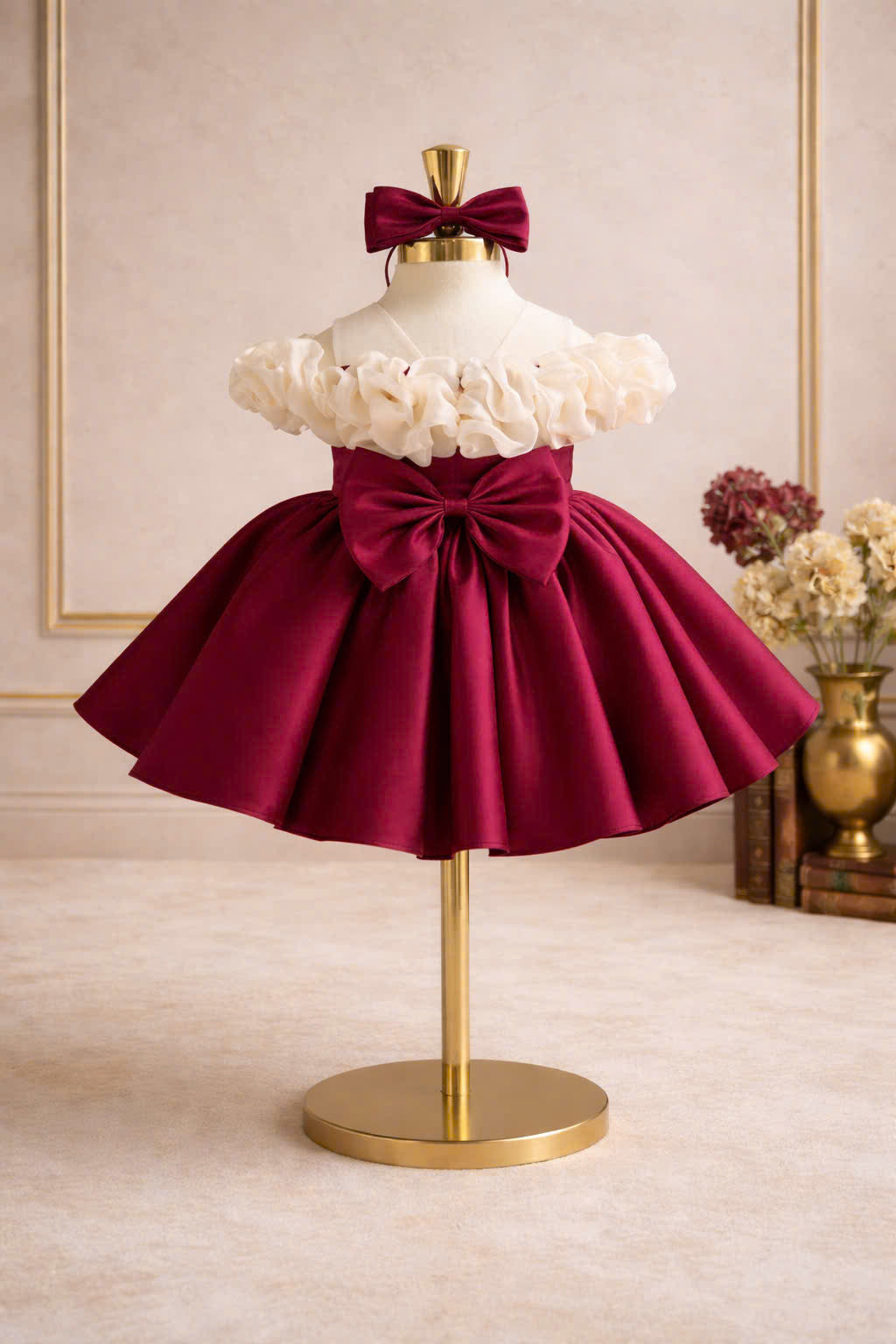 Burgundy Princess Dress – Elegant Party Dress for Girls (1–6 Years)