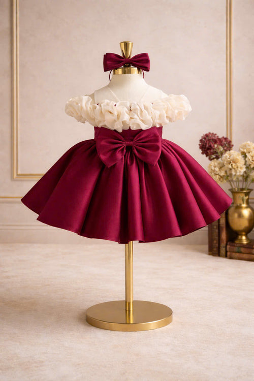 Burgundy Princess Dress – Elegant Party Dress for Girls (1–6 Years)