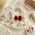 Sweet Tulip Bunny Baby Romper Dress 3M-2Y | Floral Bunny Baby Outfit with Hair Bow | Everyday & Photoshoot Outfit
