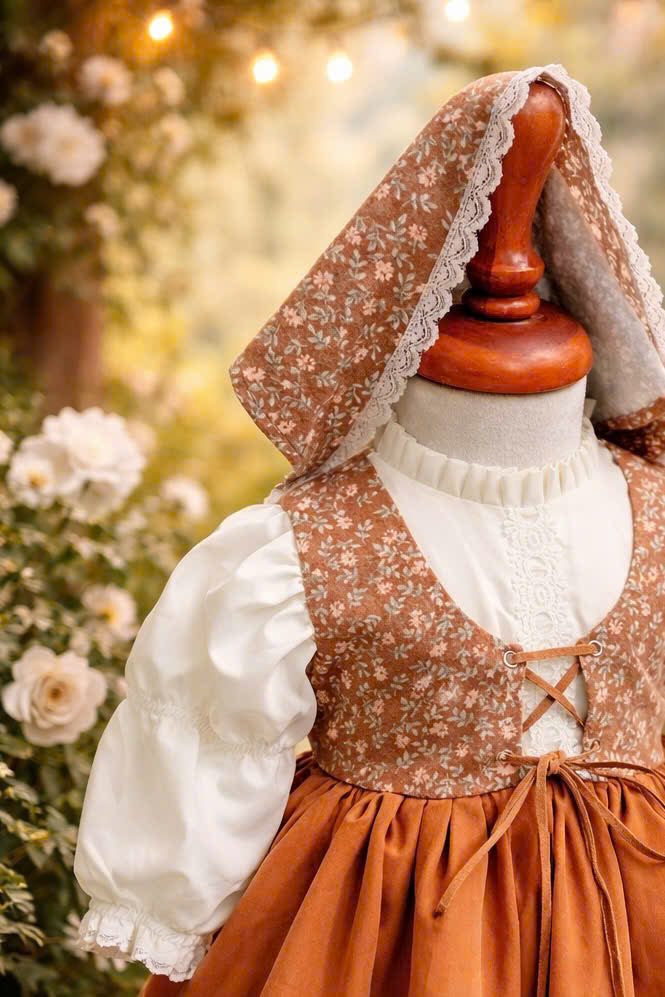 Caramel Cottagecore Lace Dress 1–6Y | Vintage Ruffle Girls Dress | Autumn Photoshoot & Birthday Outfit