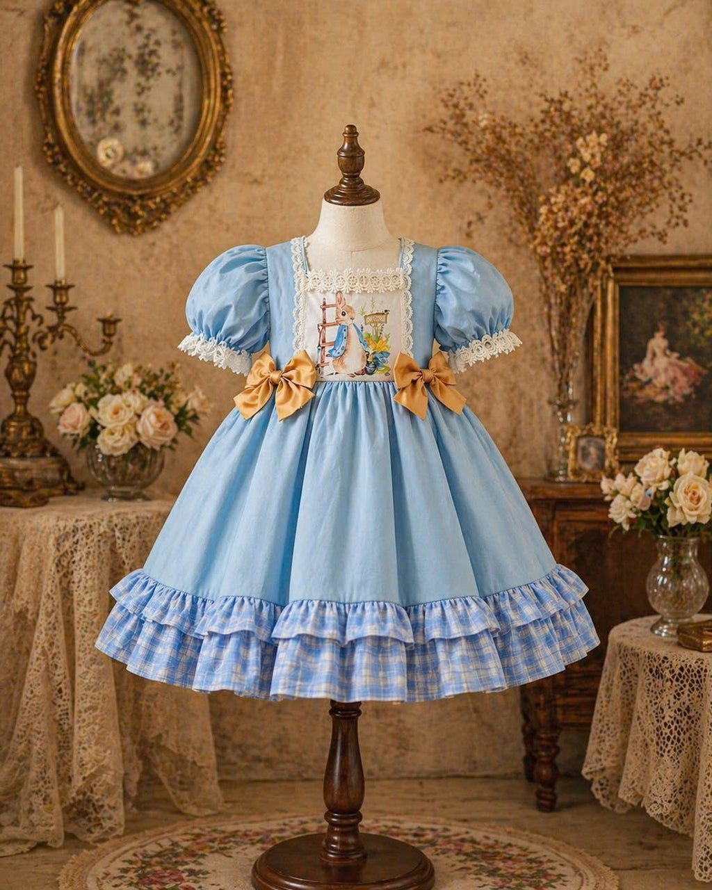 Peter Rabbit Inspired Blue Boutique Dress – Girls Birthday / Occasion Dress (1–6Y)