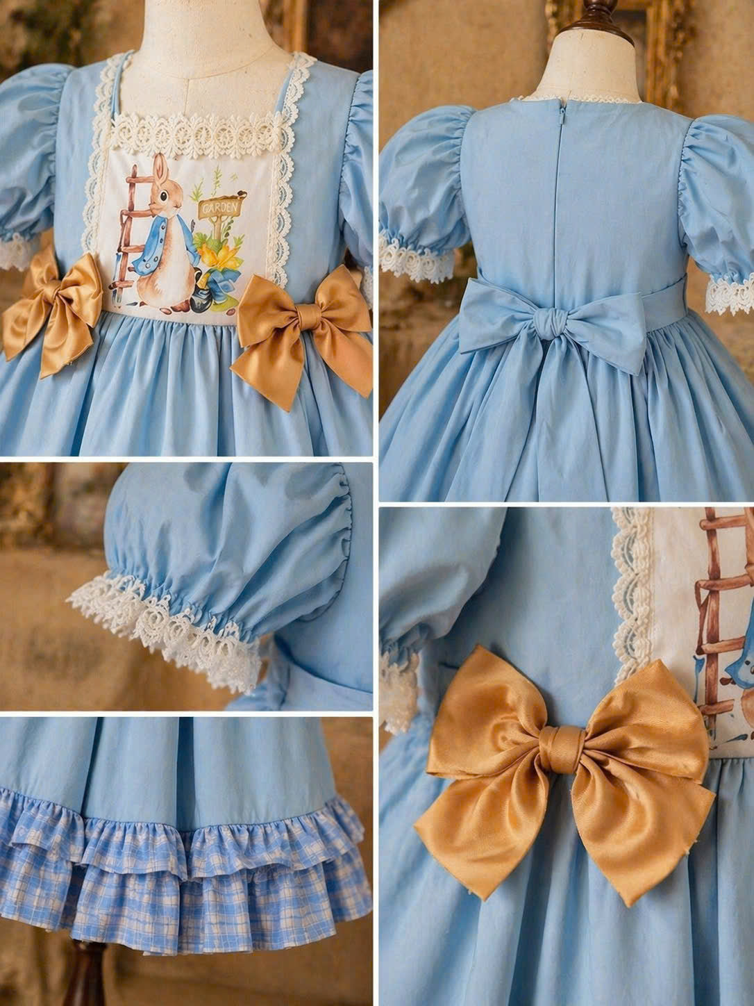 Peter Rabbit Inspired Blue Boutique Dress – Girls Birthday / Occasion Dress (1–6Y)