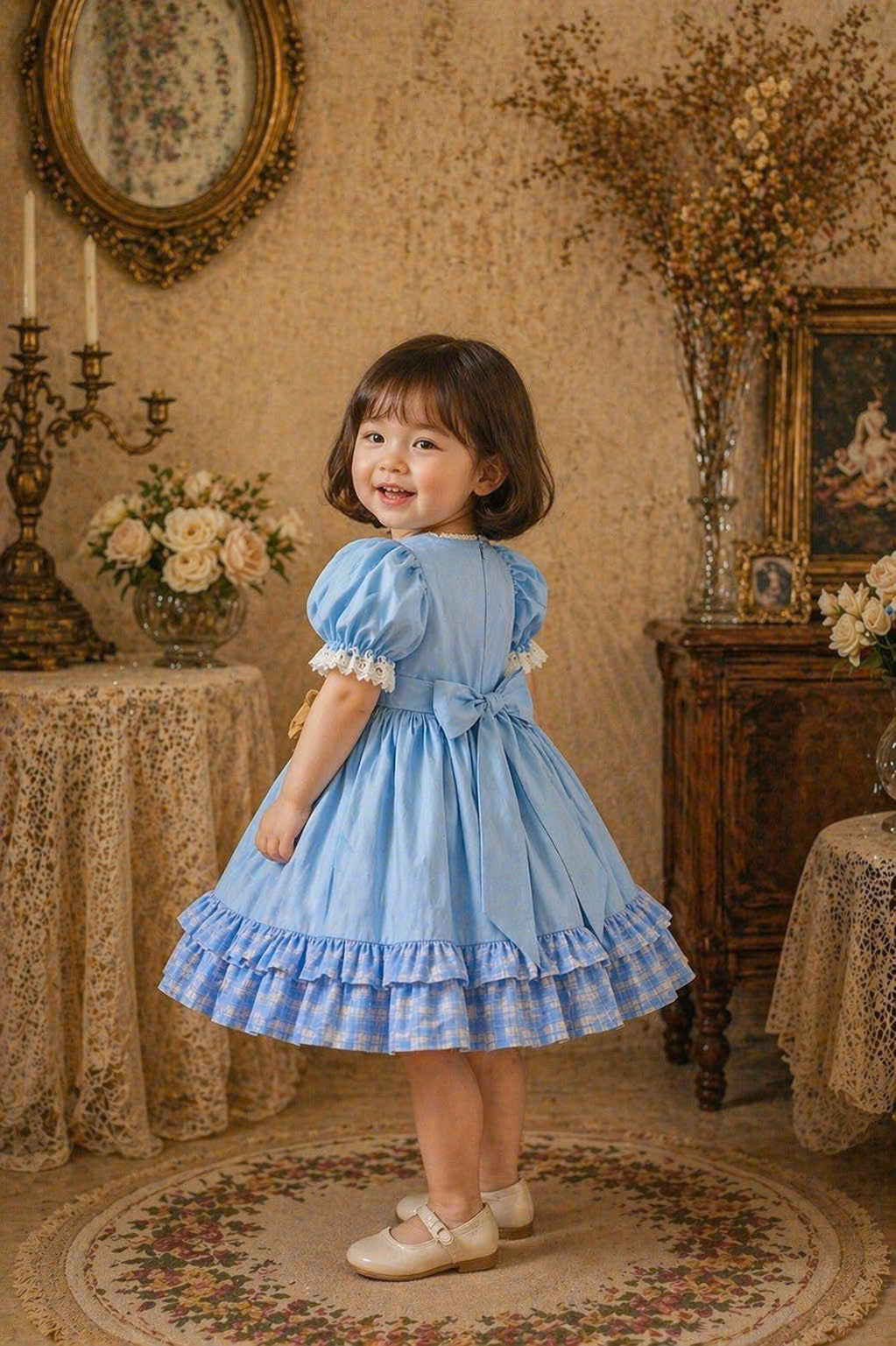 Peter Rabbit Inspired Blue Boutique Dress – Girls Birthday / Occasion Dress (1–6Y)