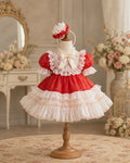 Scarlet Charm Lace Dress 1–6Y | Red Satin & Lace Princess Dress | Birthday & Festive Occasion Outfit